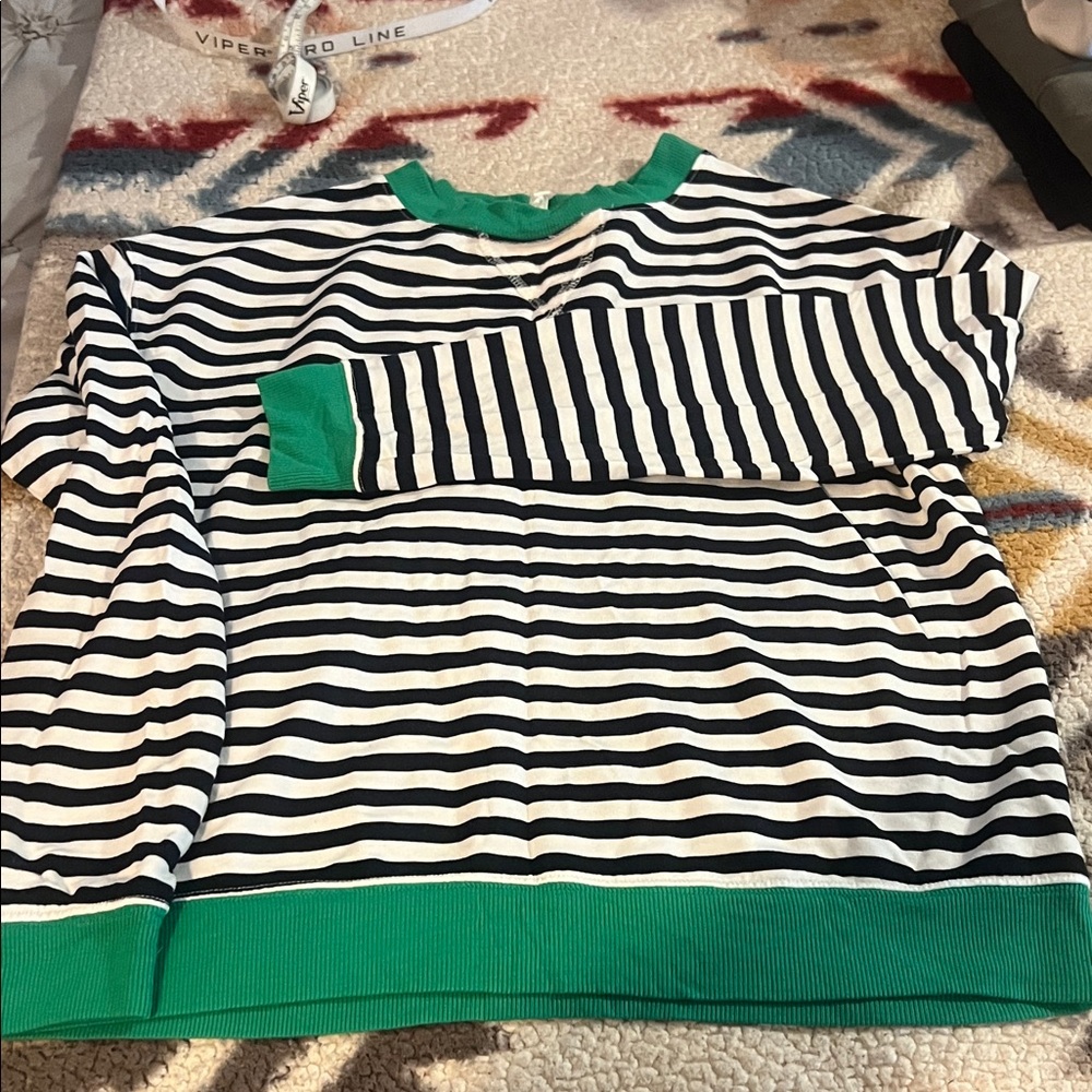 Striped Sweater with Green Accents